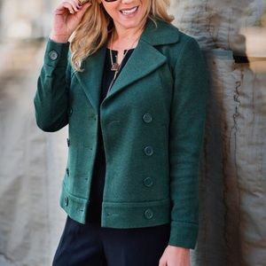 Cabi green sweater pea coat jacket